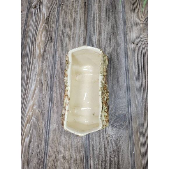 Vintage Log Planter Pottery Browns & Cream Splatter, Morton Woodland? - Picture 5 of 6